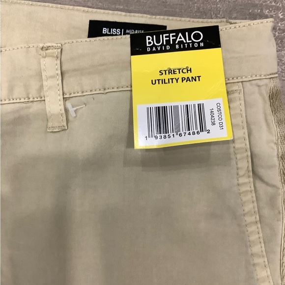 Women's Buffalo David Bitton 6 Small Chino Khakis Pants Khaki Stretch Frayed Hem - Picture 7 of 9